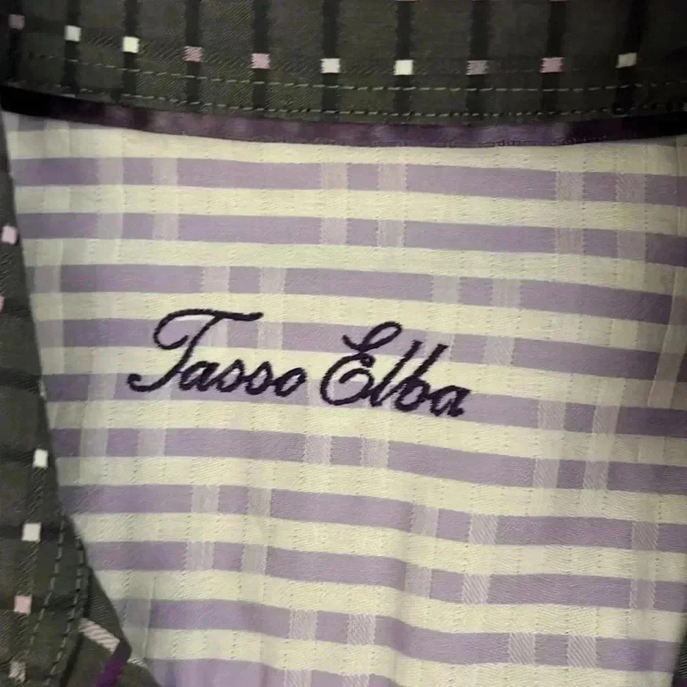 Tasso Elba, Mans shirt,played gray long sleeve casual Size S, 14- 14 1/2 - Picture 7 of 10